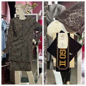 Vintage 90s Mini Dress Brown Black Floral Grunge Cottage Whimsy Deadstock NWT L